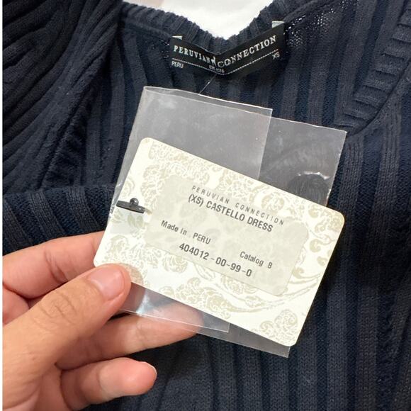 NWT Peruvian Connection Womens XS Castello Dress Pima Cotton Ribbed V-Neck - Picture 7 of 9